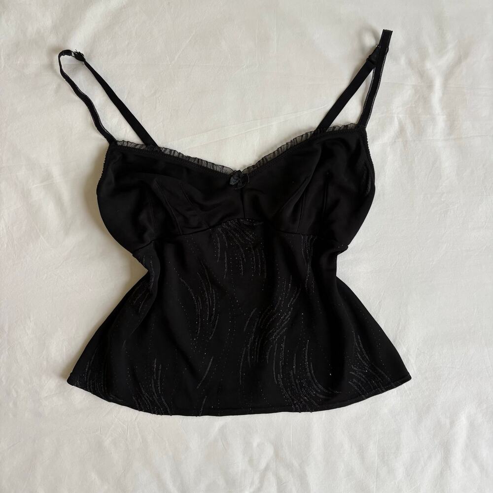 Vintage Y2K black cami Glitter Mesh Whimsigoth Top